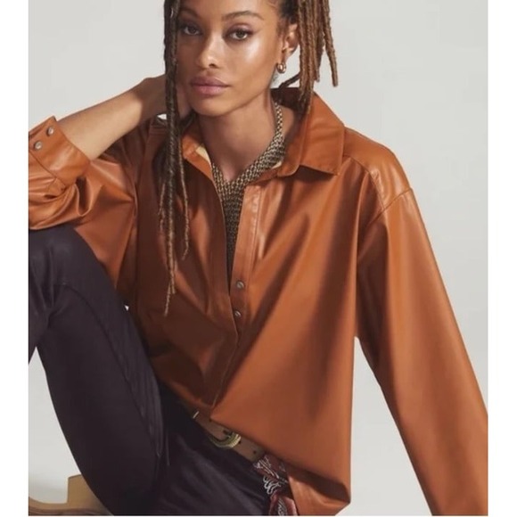 Anthropologie Tops - Anthropologie faux leather top‎ size 1x